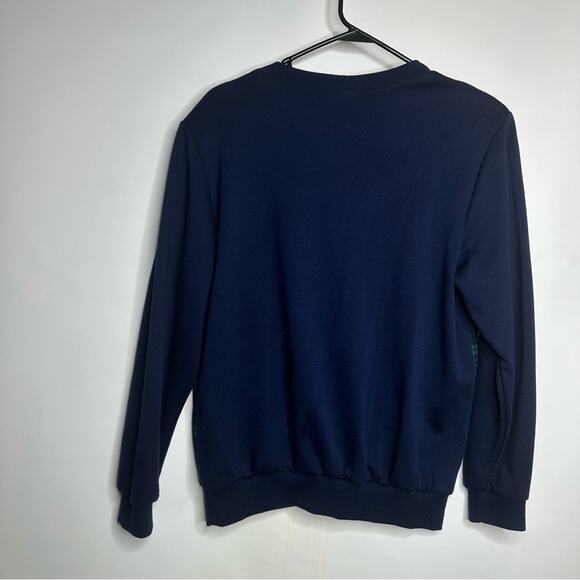 Vintage Cape Cod Faux Cardigan Sweater, Plaid, Button Front, Blue, MEDIUM, USA - Picture 4 of 8